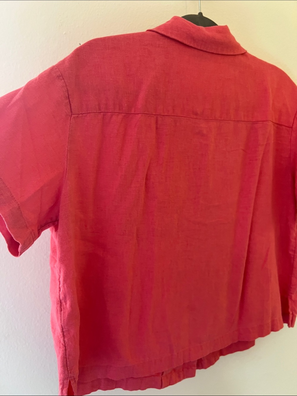 a new day Target Coral Pink Short Sleeve Button Front Linen Camp Summer Shirt M - Picture 7 of 9